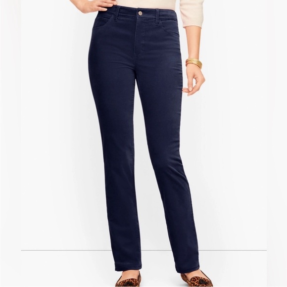 Talbots Pants Women's 4P Petite High Waist Straight Leg Blue Velveteen - Picture 9 of 9